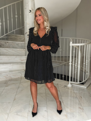 Robe à pois Nérine - Noir