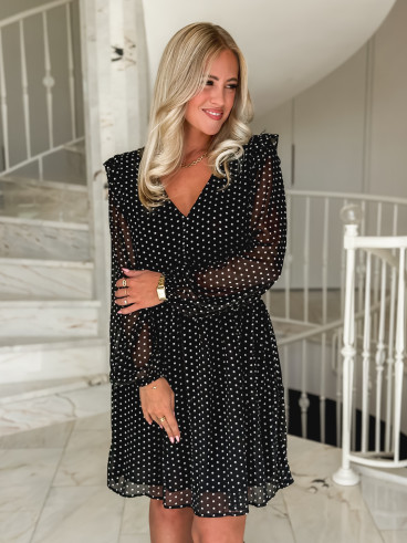 Robe à pois Nérine - Noir
