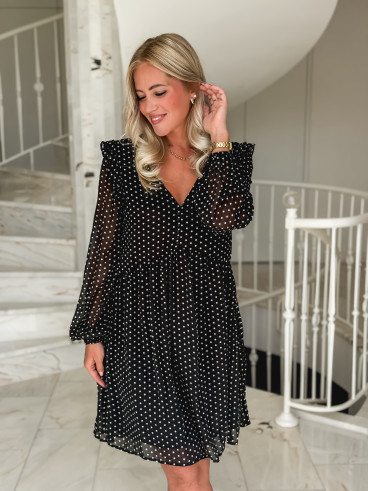 Robe à pois Nérine - Noir