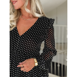 Robe à pois Nérine - Noir