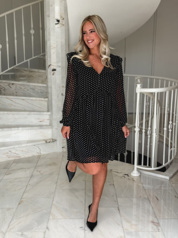 Robe à pois Nérine - Noir