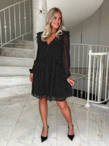 Robe à pois Nérine - Noir