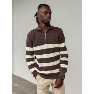 Pull ligné Kamil - Chocolat/Ecru