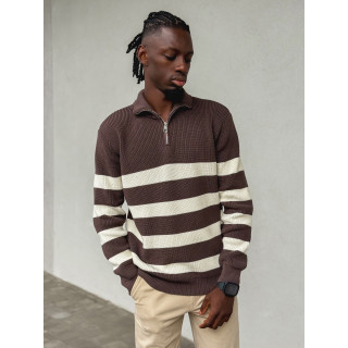 Pull ligné Kamil - Chocolat/Ecru
