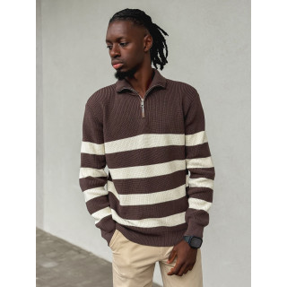 Pull ligné Kamil - Chocolat/Ecru