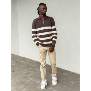 Pull ligné Kamil - Chocolat/Ecru