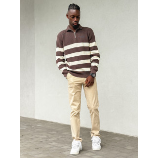 Pull ligné Kamil - Chocolat/Ecru