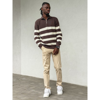 Pull ligné Kamil - Chocolat/Ecru