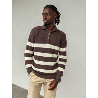 Pull ligné Kamil - Chocolat/Ecru