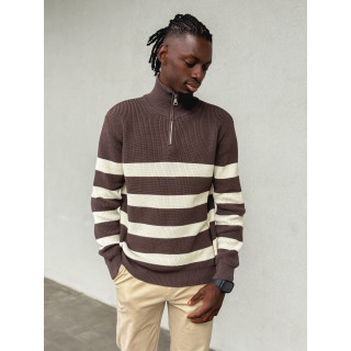 Pull ligné Kamil - Chocolat/Ecru