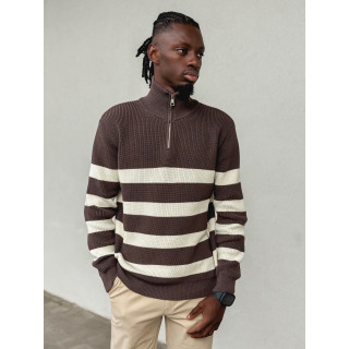 Pull ligné Kamil - Chocolat/Ecru