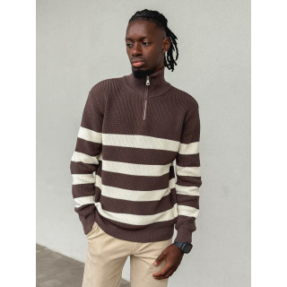Pull ligné Kamil - Chocolat/Ecru