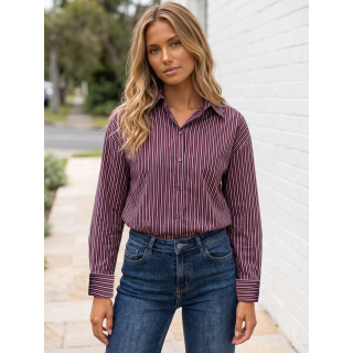 Chemise lignée Néliane - Bordeaux