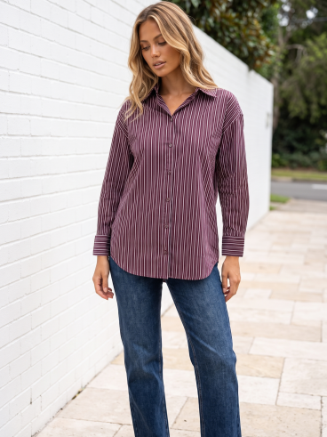Chemise lignée Néliane - Bordeaux