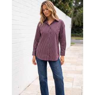 Chemise lignée Néliane - Bordeaux