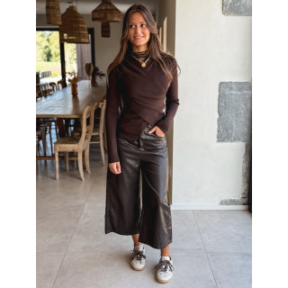 Pantacourt en simili Kalya - Chocolat