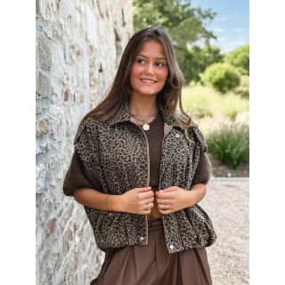 Veste sans manches léopard Gerta - Camel/noir