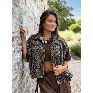 Veste sans manches léopard Gerta - Camel/noir