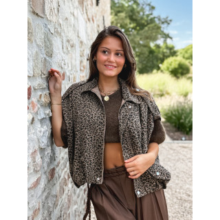 Veste sans manches léopard Gerta - Camel/noir