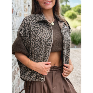 Veste sans manches léopard Gerta - Camel/noir