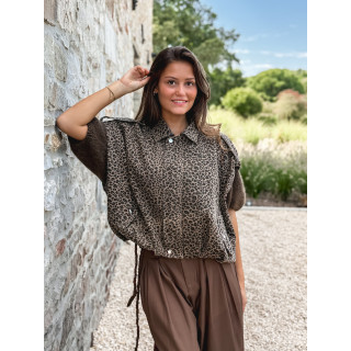 Veste sans manches léopard Gerta - Camel/noir