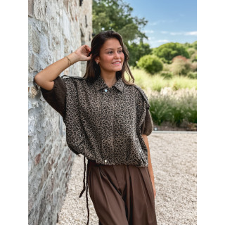 Veste sans manches léopard Gerta - Camel/noir