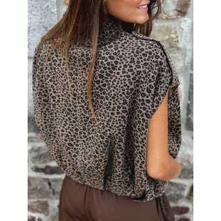 Veste sans manches léopard Gerta - Camel/noir