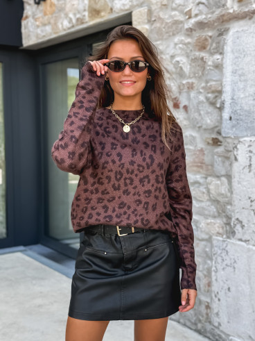Jupe courte en simili Lanaé - Noir Jupe courte en simili Lanaé - Noir