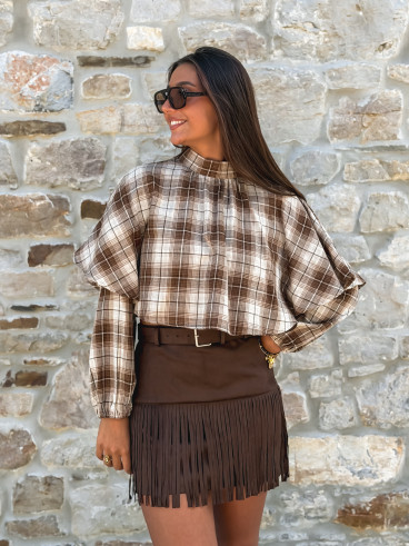 Blouse à motif tartan Aveline - Marron