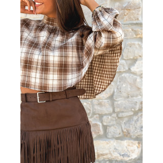 Blouse à motif tartan Aveline - Marron