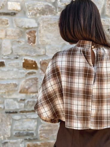 Blouse à motif tartan Aveline - Marron