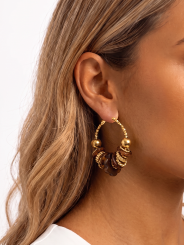Boucles d'oreilles Asteria - Doré/Chocolat