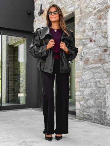 Veste en simili cuir Némia - Noir