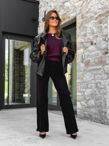 Veste en simili cuir Némia - Noir