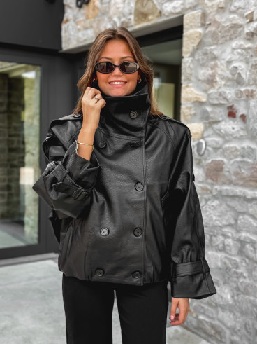 Veste en simili cuir Némia - Noir