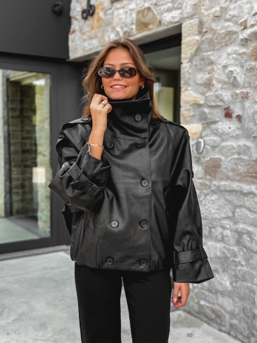 Veste en simili cuir Némia - Noir