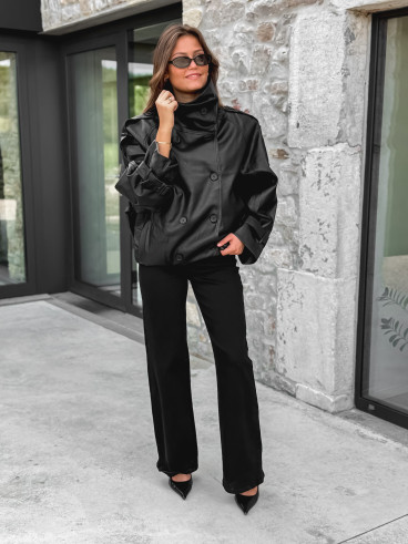 Veste en simili cuir Némia - Noir