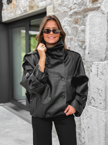 Veste en simili cuir Némia - Noir