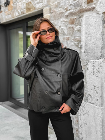 Veste en simili cuir Némia - Noir