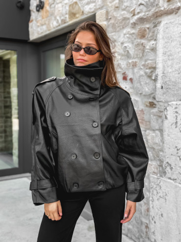 Veste en simili cuir Némia - Noir