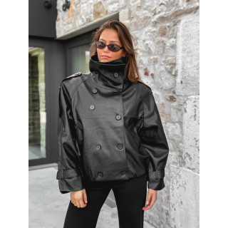 Veste en simili cuir Némia - Noir