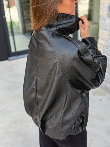 Veste en simili cuir Némia - Noir