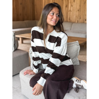 Pull ligné Jodie - Chocolat/Beige