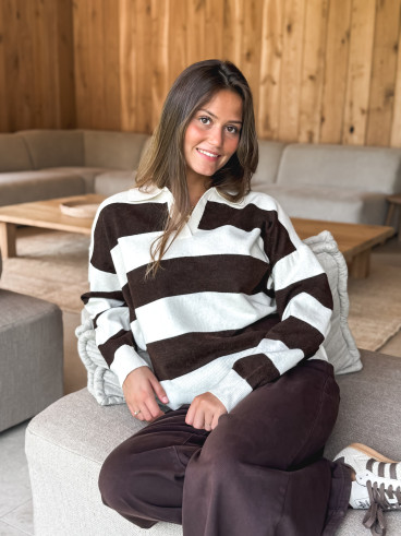 Pull ligné Jodie - Chocolat/Beige