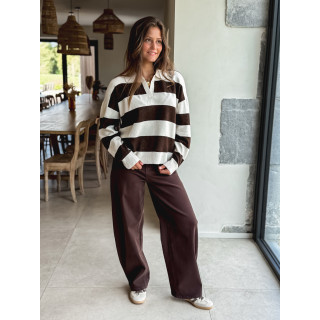 Pull ligné Jodie - Chocolat/Beige