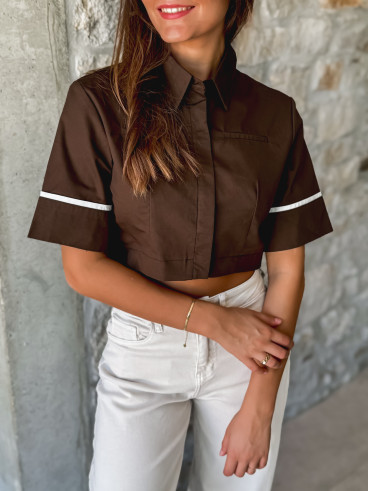 Crop chemise Lana - Chocolat