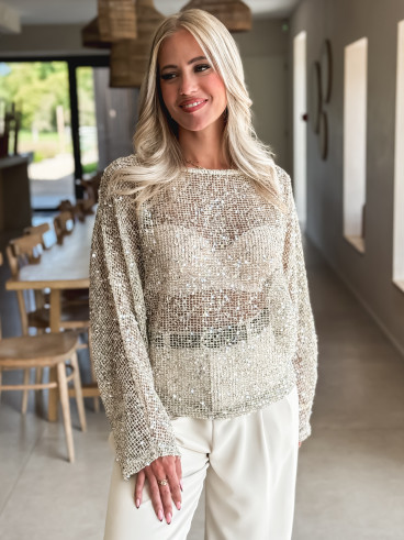 Blouse en crochet Daléa - Beige
