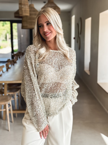 Blouse en crochet Daléa - Beige