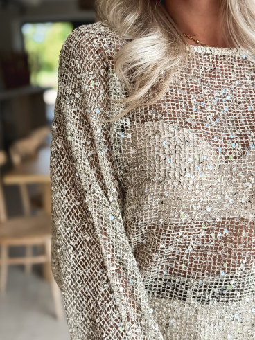 Blouse en crochet Daléa - Beige