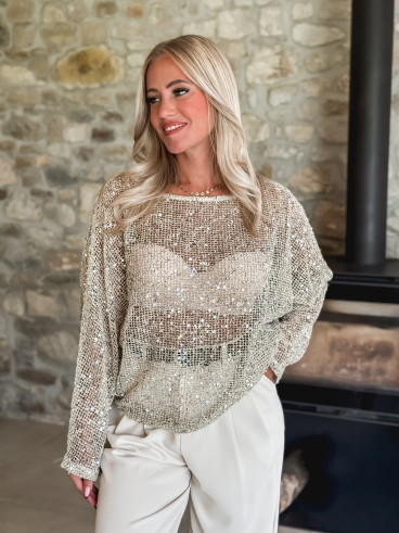 Blouse en crochet Daléa - Beige